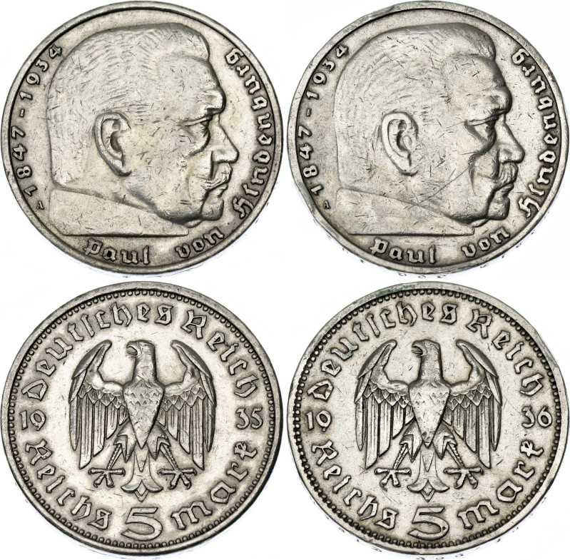 Germany - Third Reich 2 x 2 Reichsmark 1935 - 1936 A

KM# 83, AKS# 27, J. 360,...