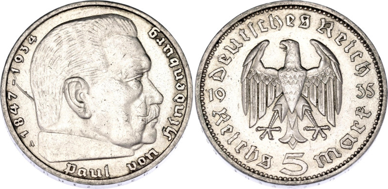 Germany - Third Reich 5 Reichsmark 1935 A

KM# 86, N# 2544; Silver; Paul von H...