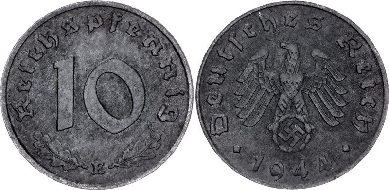 Germany - Third Reich 10 Reichspfennig 1944 E

KM# 101, N# 1929; Zinc; AUNC