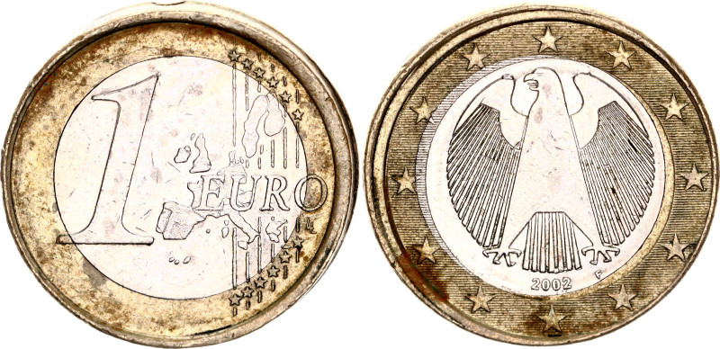 Germany - FRG 1 Euro 2002 F Die Shift Error

KM# 213, N# 111; Bimetallic; XF