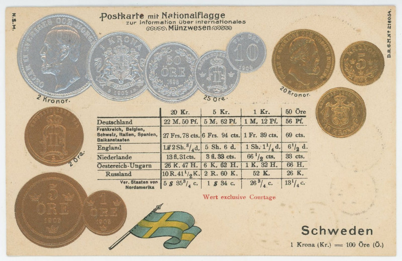 Germany Post Card "Coins of Sweden" 1904 - 1912 (ND)

Sweden Coinage Postcard;...