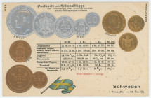 Germany Post Card "Coins of Sweden" 1904 - 1912 (ND)