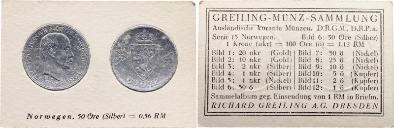 Norway 50 Ore 1919

KM# 374, N# 1451; Silver; Haakon VII; Foil Coin; Rare Germ...