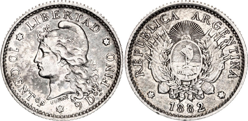 Argentina 10 Centavos 1882

KM# 26, N# 4569; Silver; XF-