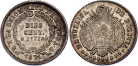 Bolivia 10 Centavos 1871 ER