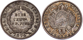 Bolivia 10 Centavos 1885 FE