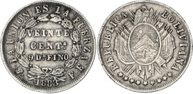 Bolivia 20 Centavos 1883 PTS FE