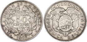 Bolivia 1/2 Boliviano / 50 Centavos 1902 MM