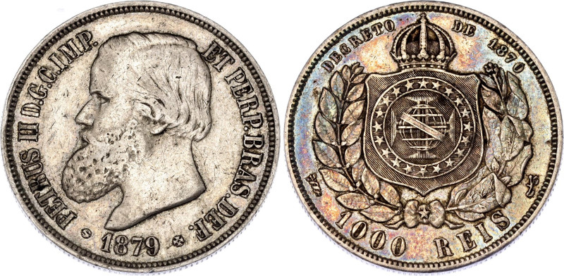 Brazil 1000 Reis 1879

KM# 481, N# 22101; Silver; Pedro II; XF with nice tonin...