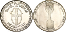 Brazil Commemorative Silver Medal "FIFA World Cup 1970 in Mexico - Brazil, Third Times Champion of the World" (ND) 1970