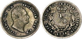 British Guiana 1/8 Guilder 1835 /3/2 Overdate