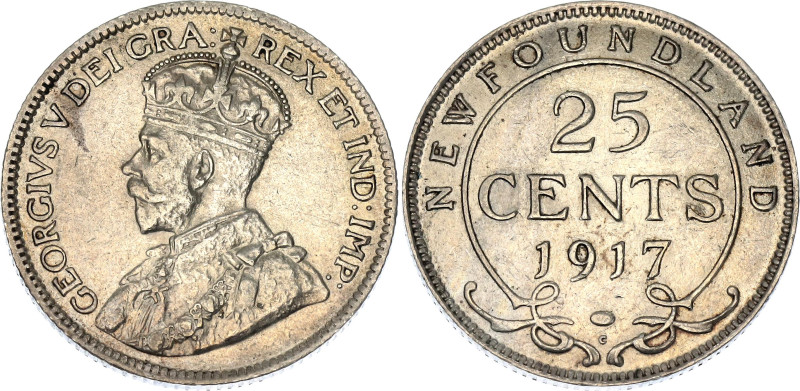 Canada Newfoundland 25 Cents 1917 C

KM# 17, N# 2785; Silver; George V; XF/AUN...