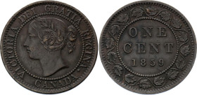 Canada 1 Cent 1859 Overstrike