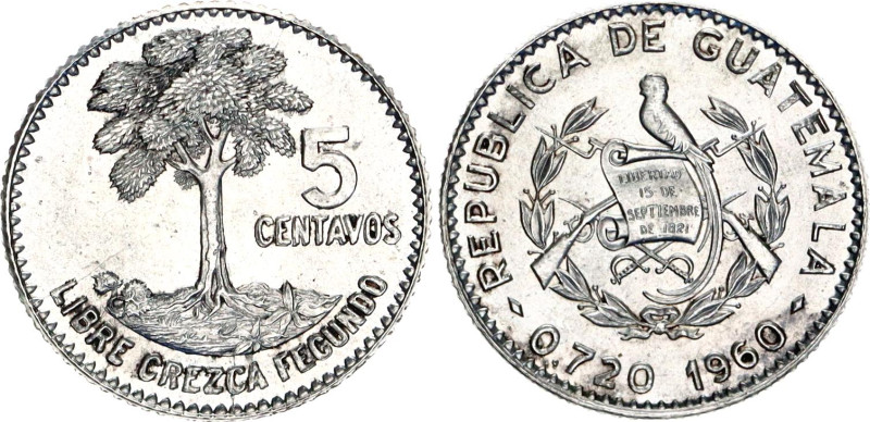 Guatemala 5 Centavos 1960

KM# 261, N# 10133; Silver; UNC with full mint luste...