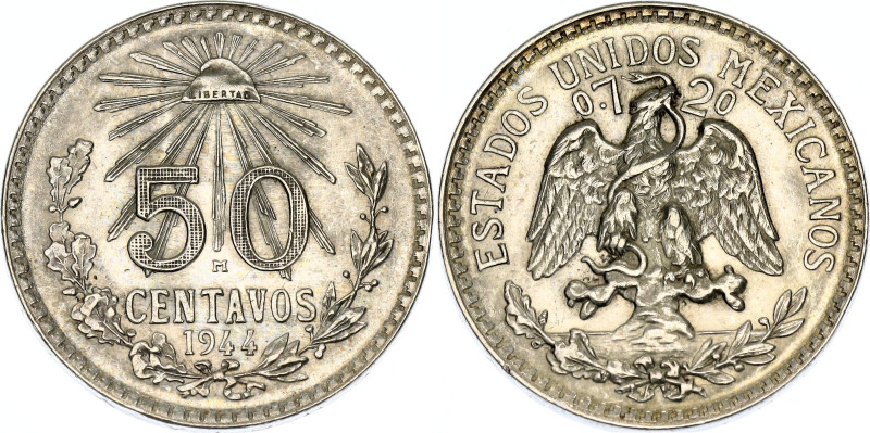 Mexico 50 Centavos 1944 M

KM# 447, N# 3844; Silver; UNC with full mint luster