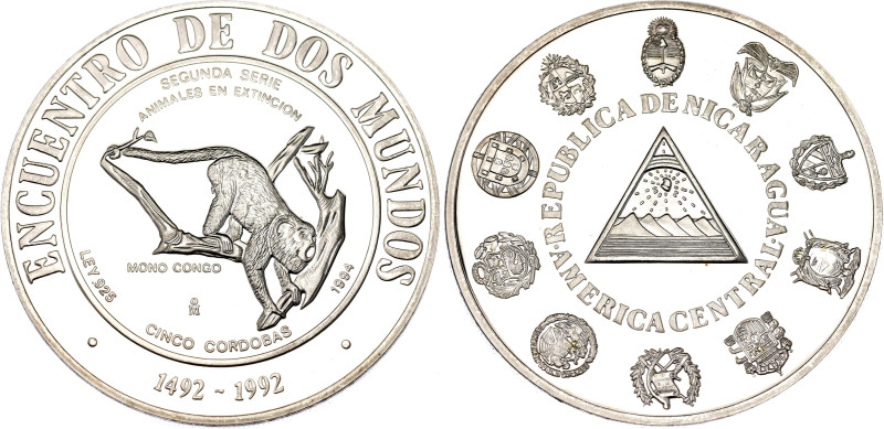 Nicaragua 5 Cordobas 1994

KM# 86, N# 34412; Silver., Proof; Endangered Wildli...