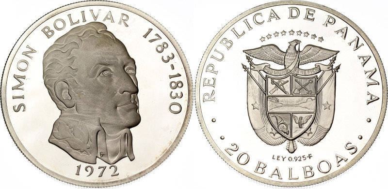 Panama 20 Balboas 1972 FM

KM# 31, N# 23893; Silver., Proof; Simon Bolivar