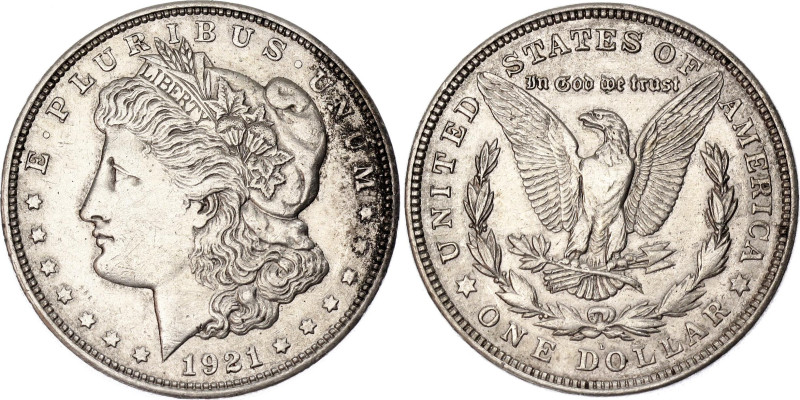 United States 1 Dollar 1921 D

KM# 110, N# 1492; Silver; "Morgan Dollar"; XF