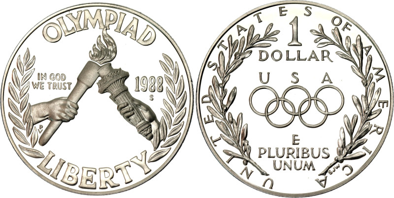 United States 1 Dollar 1988 S

KM# 222, N# 20149; Silver., Proof; 1988 Seoul O...