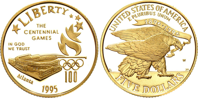 United States 5 Dollars 1995 W

KM# 265, N# 92707; Gold (0.900) 8.359 g., 21.6...