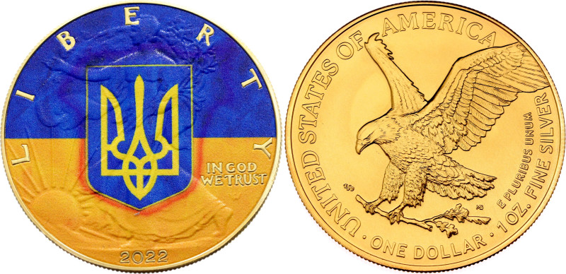 United States 1 Dollar 2022 "Coat of arms of Ukraine"

KM# 746, N# 298883; Sil...