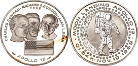 United States Commemorative Silver Medal "Apollo XII - Landing on the Moon - Conrad, Richard, Alan" 1969