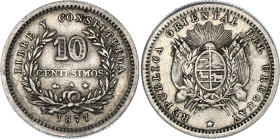Uruguay 10 Centesimos  1877 A