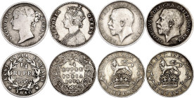 British India & Great Britain 2 x 1/4 Rupee & 2 x 6 Pence 1840 - 1916