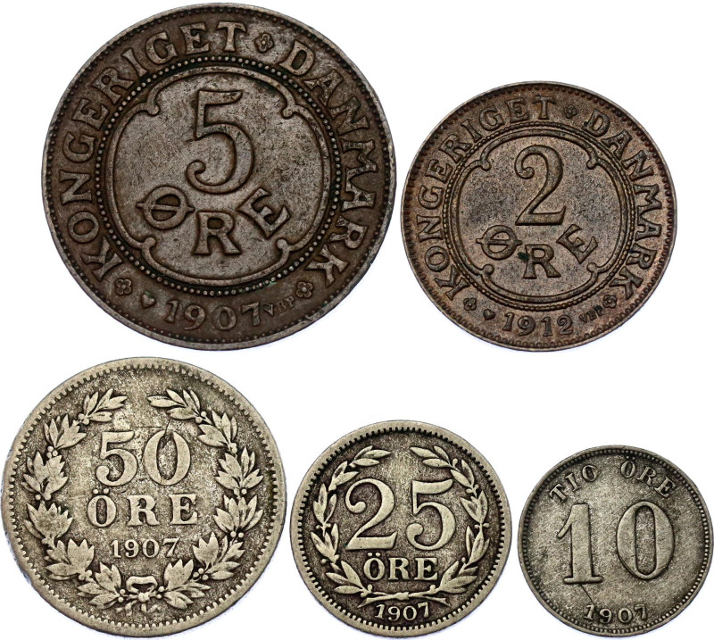 Europe Lot of 5 Coins 1907 - 1912

With Silver; VF/XF.