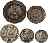 Europe Lot of 5 Coins 1907 - 1912