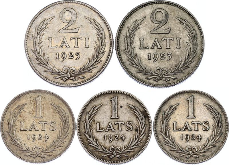 Latvia Lot of 5 Coins 1924 - 1925

Silver; Various Dates & Denominations.; Sil...