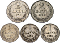 Latvia Lot of 5 Coins 1924 - 1925