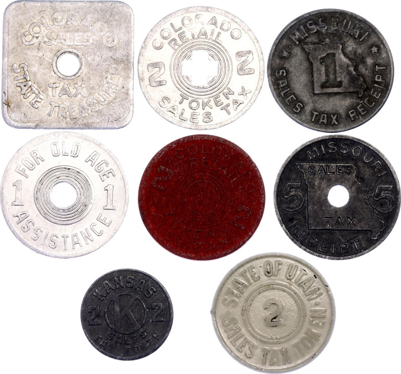 United States Lot of 8 "Sale Tax" Tokens 20th Century (ND)

Various Compositio...