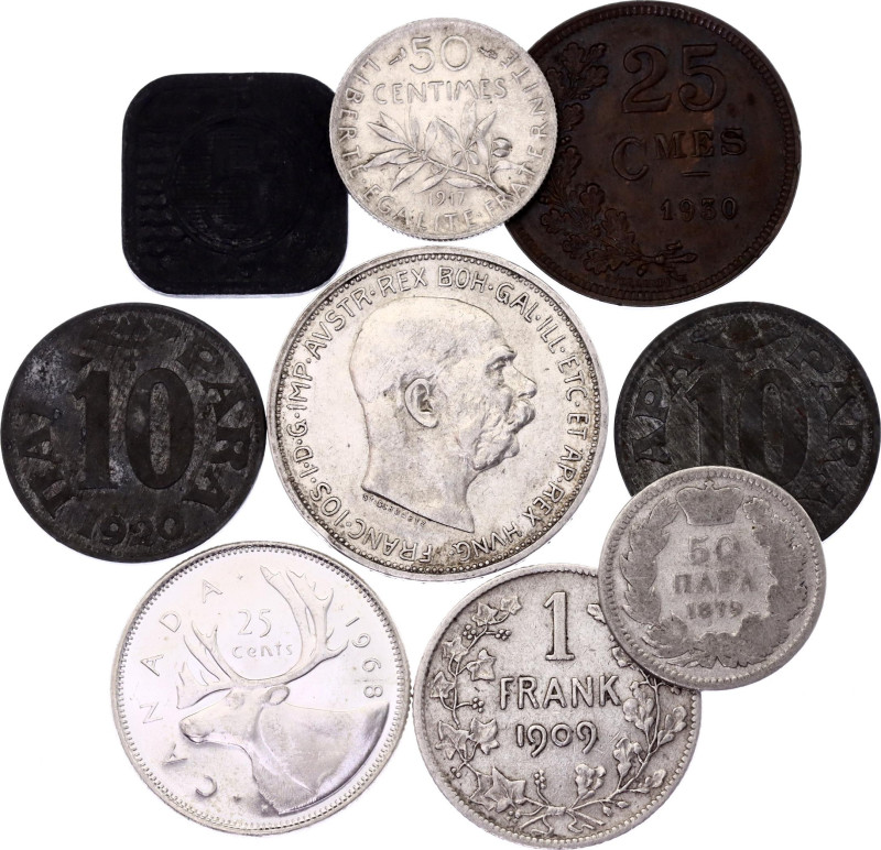World Nice Lot of 9 Coins 1879 - 1968

With Silver; Various Countries, Dates &...