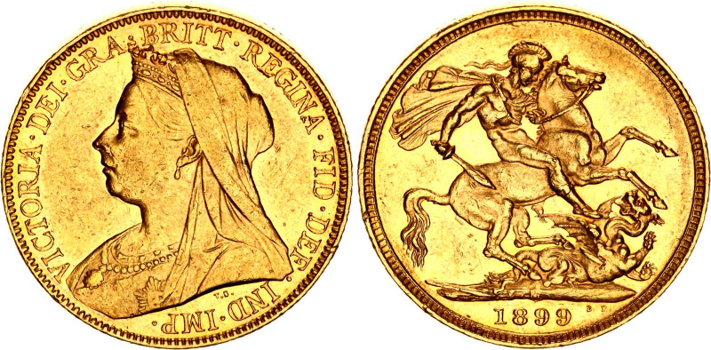 Australia 1 Sovereign 1899 M

KM# 13, N# 17317; Gold (.917) 7.98 g., 22.05 mm....