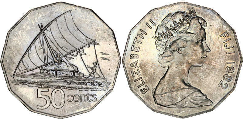 Fiji 50 Cents 1982

KM# 36, N# 4152; Copper-Nickel; Elizabeth II; AUNC/UNC