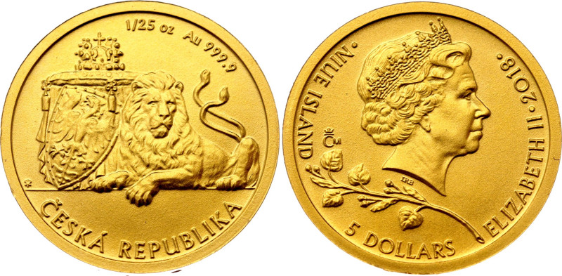 Niue 5 Dollars 2018

N# 164809; Gold (.999) 1.24 g.; Elizabeth II; Czech Lion;...