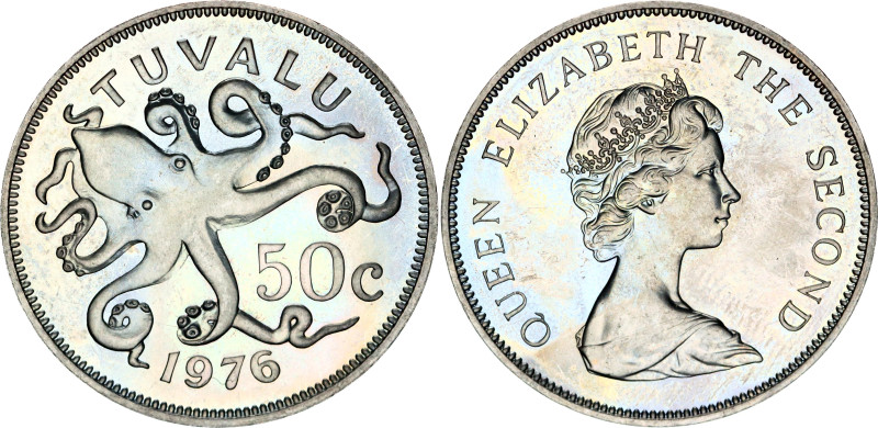 Tuvalu 50 Cents 1976

KM# 6, N# 12141; Copper-Nickel; Elizabeth II; Mintage: 1...