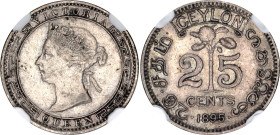 Ceylon 25 Cents 1895 NGC AU 53