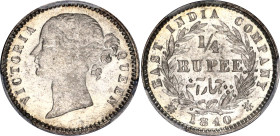 British India 1/4 Rupee 1840 PCGS MS 62