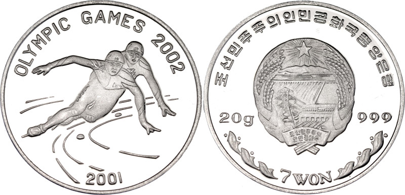 Korea 7 Won 2001

KM# 220, N# 68706; Silver (.999), Proof; Olympic games 2002;...