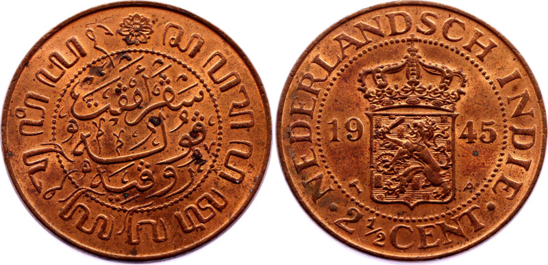 Netherlands East Indies 2-1/2 Cent 1945

KM# 316, N# 6243; Brass; Utrecht Mint...