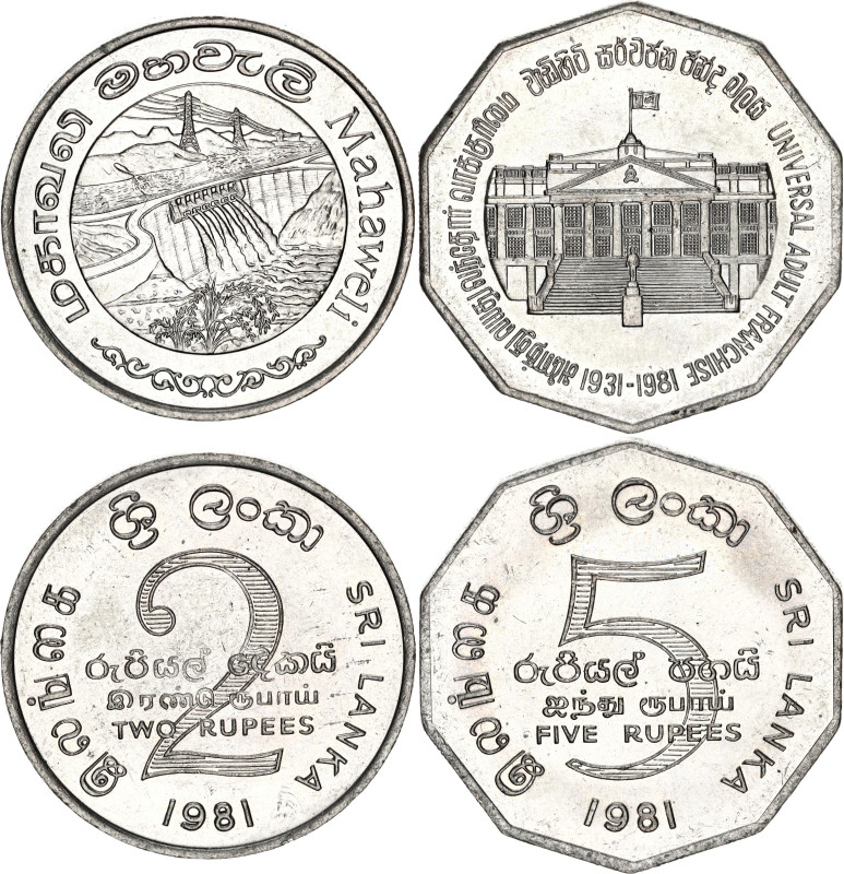 Sri Lanka 2 - 5 Rupees 1981

KM# 145 - 146; Copper-Nickel; F.A.O. - Mahaweli D...