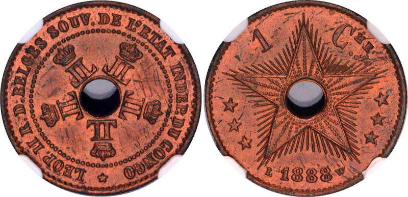 Belgian Congo 1 Centime 1888 NGC UNC

KM# 1, N# 28871; Copper; Leopold II; NGC...