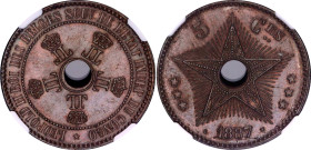 Belgian Congo 5 Centimes 1887 NGC UNC