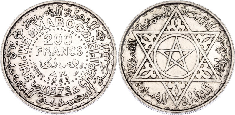 Morocco 200 Francs 1953 AH 1372

Y# 53, N# 4006; Silver; AUNC