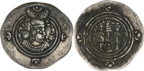 Sasanian Empire Khusru II AR Drachm 612 // 21 RY