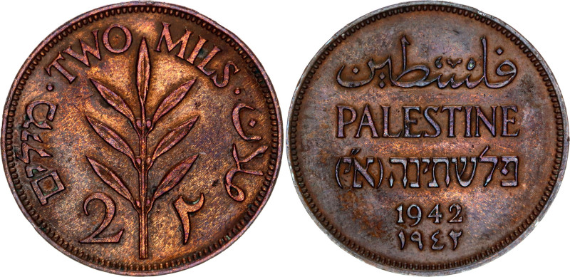 Palestine 2 Mils 1942

KM# 2, N# 6641; Bronze; British Mandate; AUNC-