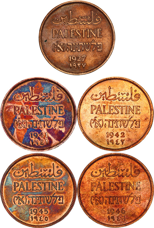 Palestine 5 x 2 Mils 1927 -1946

KM# 2, N# 6641; Bronze; British Mandate; VG-V...