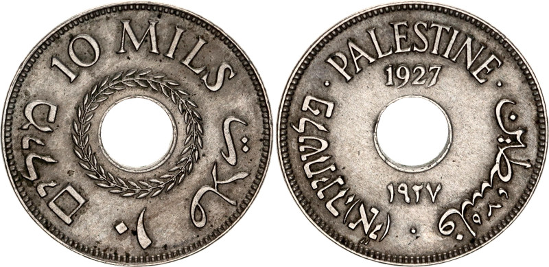Palestine 10 Mils 1927

KM# 4, N# 5591; Copper-Nickel; British Mandate; AUNC